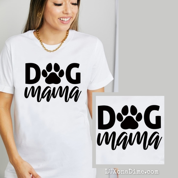 100% Cotton DOG MAMA Graphic Top Short-sleeve Tee Shirt Pet Parent Love Animals - Picture 4 of 5